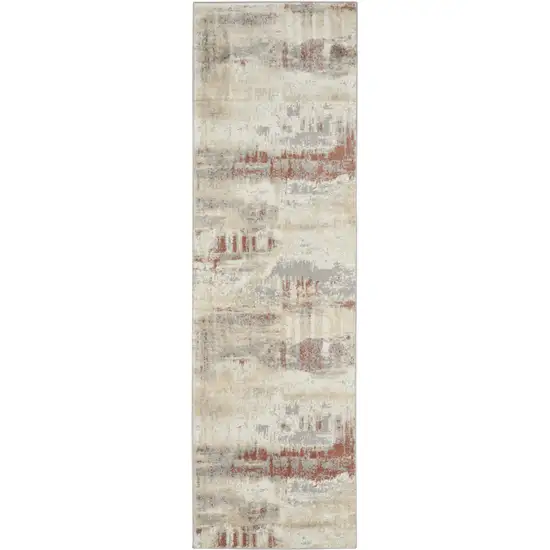 7' Ivory Abstract Runner Rug Photo 6