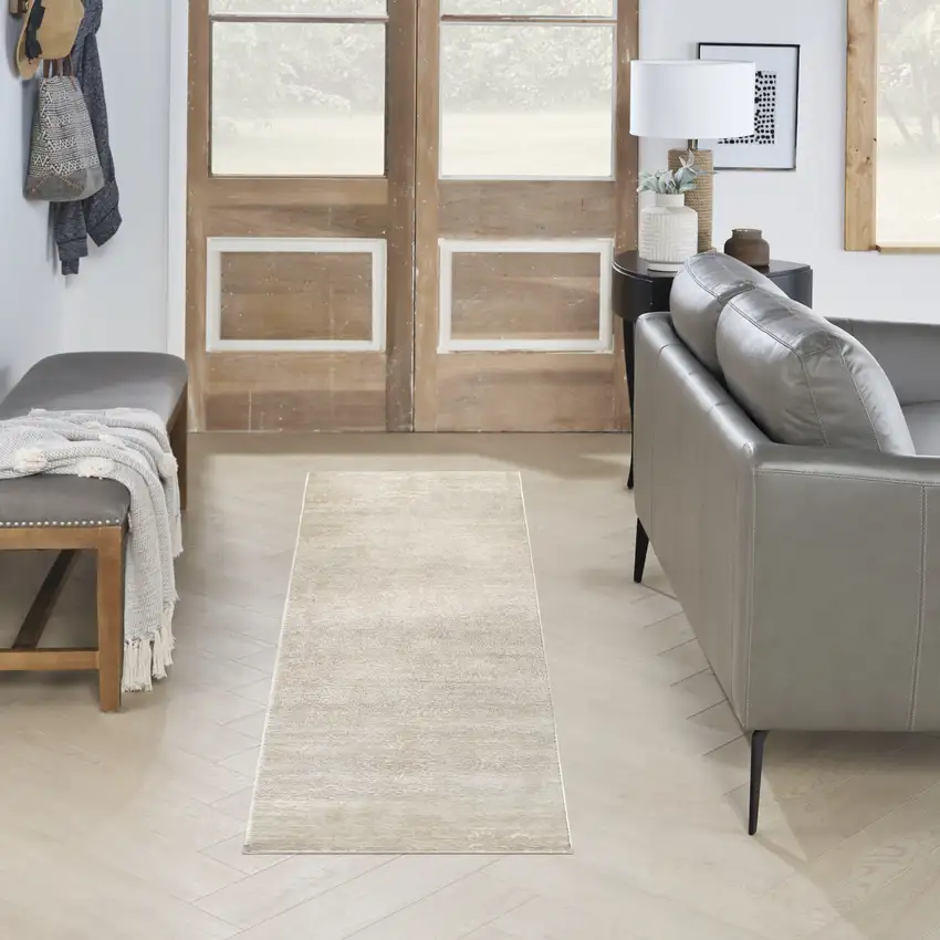 6' Ivory Abstract Runner Rug Photo 5
