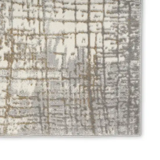 7' Ivory Abstract Runner Rug Photo 6