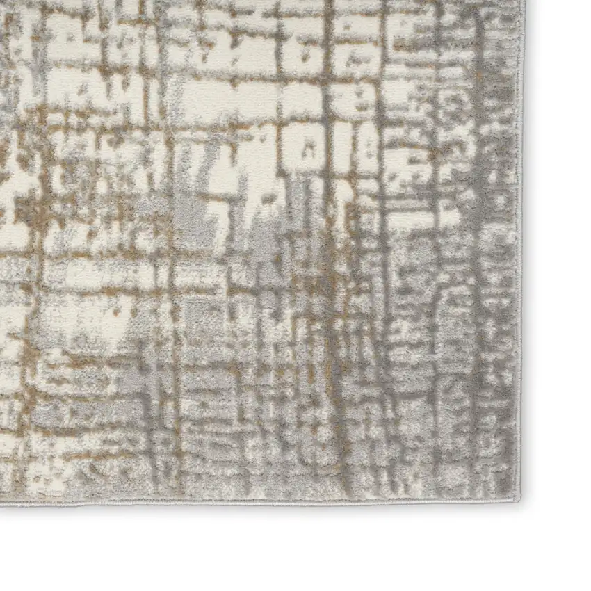 7' Ivory Abstract Runner Rug Photo 6