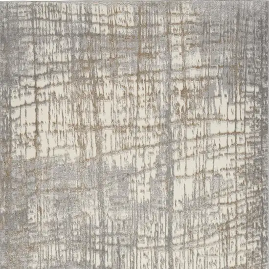 7' Ivory Abstract Runner Rug Photo 4
