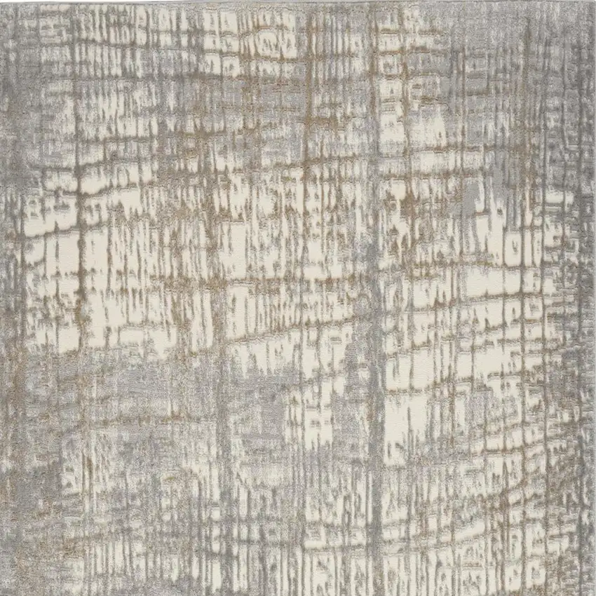 7' Ivory Abstract Runner Rug Photo 4