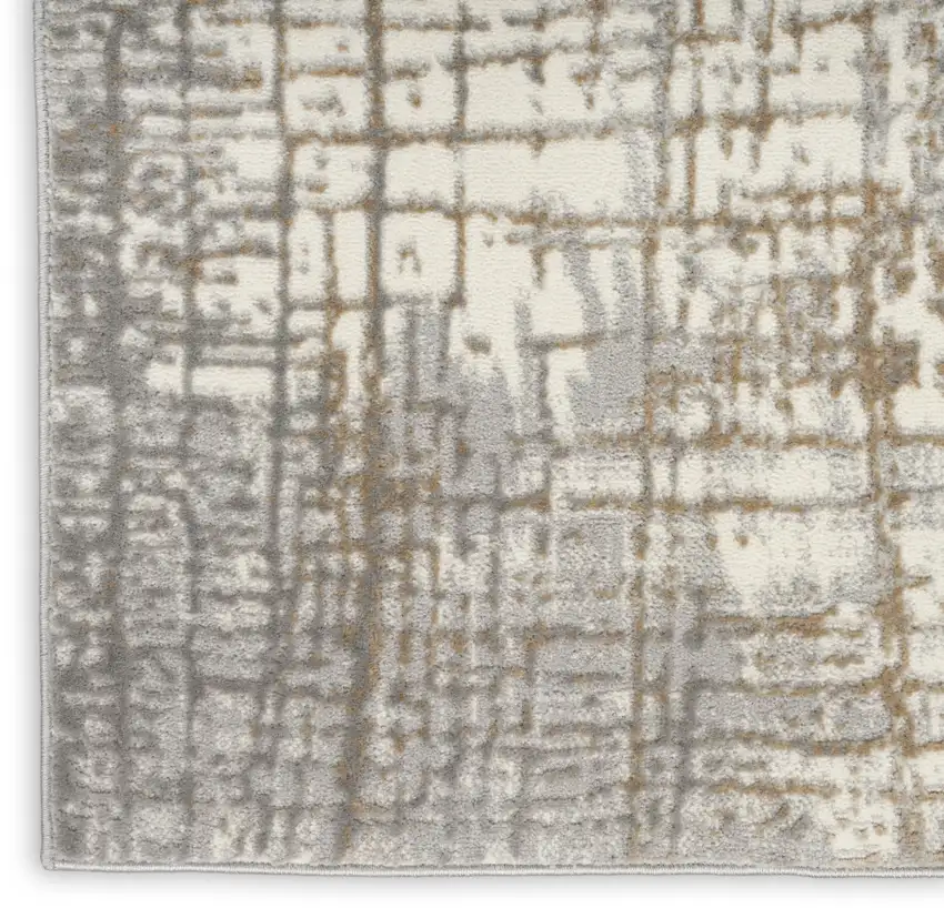 7' Ivory Abstract Runner Rug Photo 7