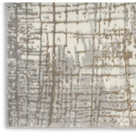 7' Ivory Abstract Runner Rug Photo 7