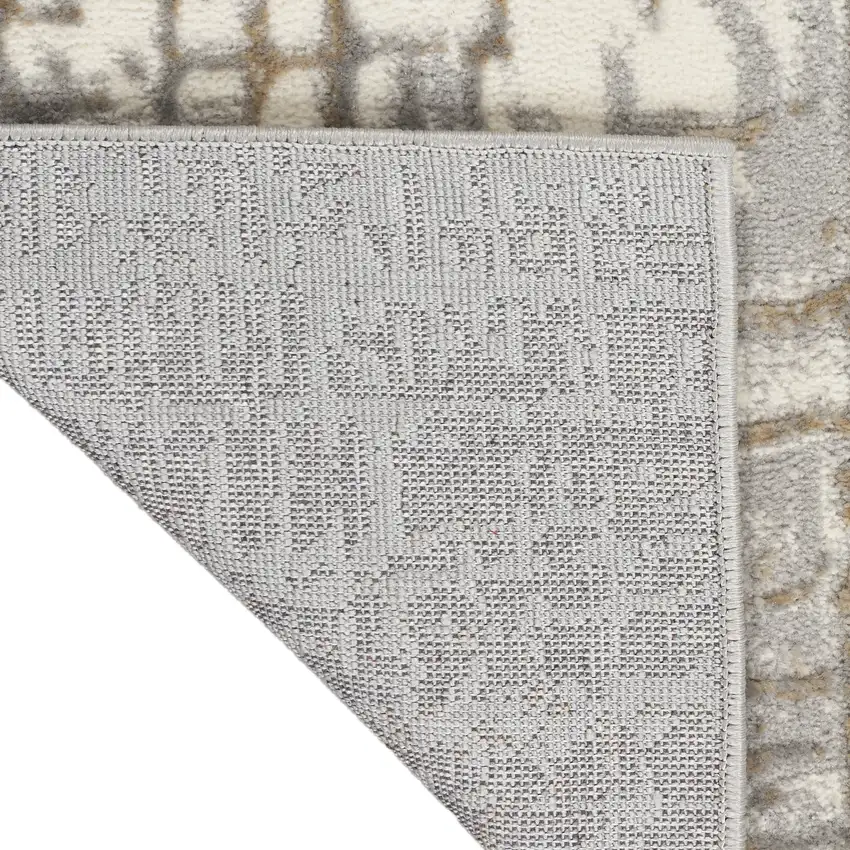 7' Ivory Abstract Runner Rug Photo 9