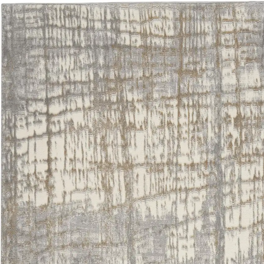 7' Ivory Abstract Runner Rug Photo 3