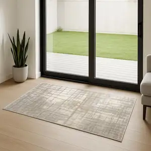 Photo of 7' Ivory Abstract Runner Rug