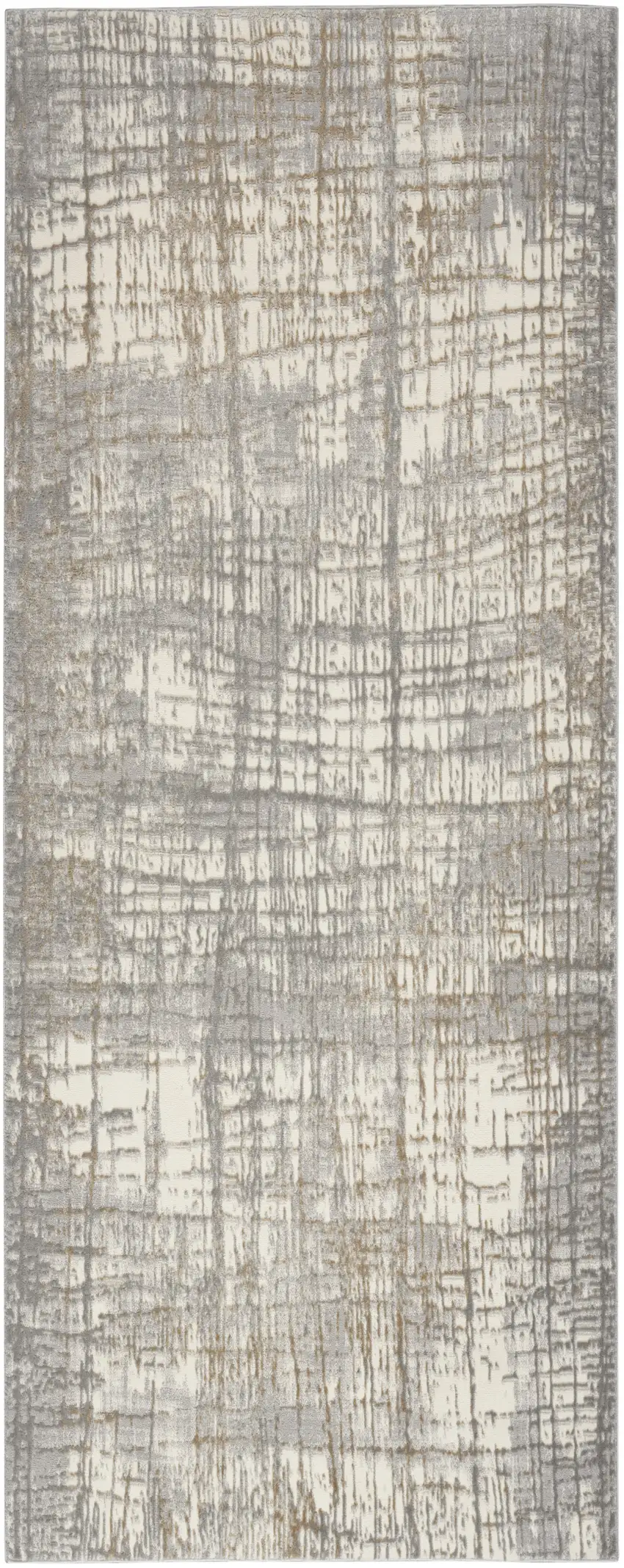 7' Ivory Abstract Runner Rug Photo 2