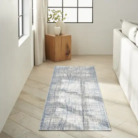 7' Ivory Abstract Runner Rug Photo 5