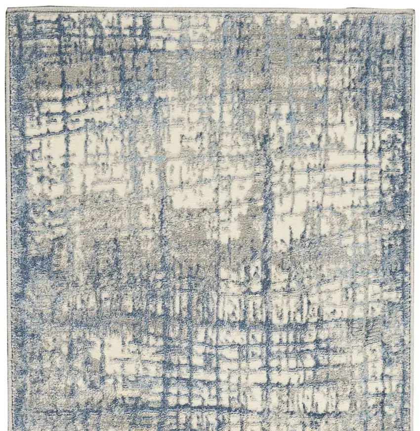 7' Ivory Abstract Runner Rug Photo 4