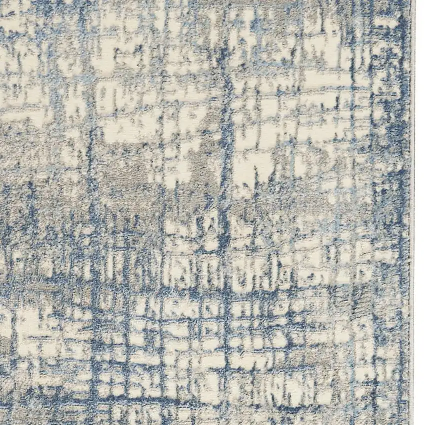 7' Ivory Abstract Runner Rug Photo 3