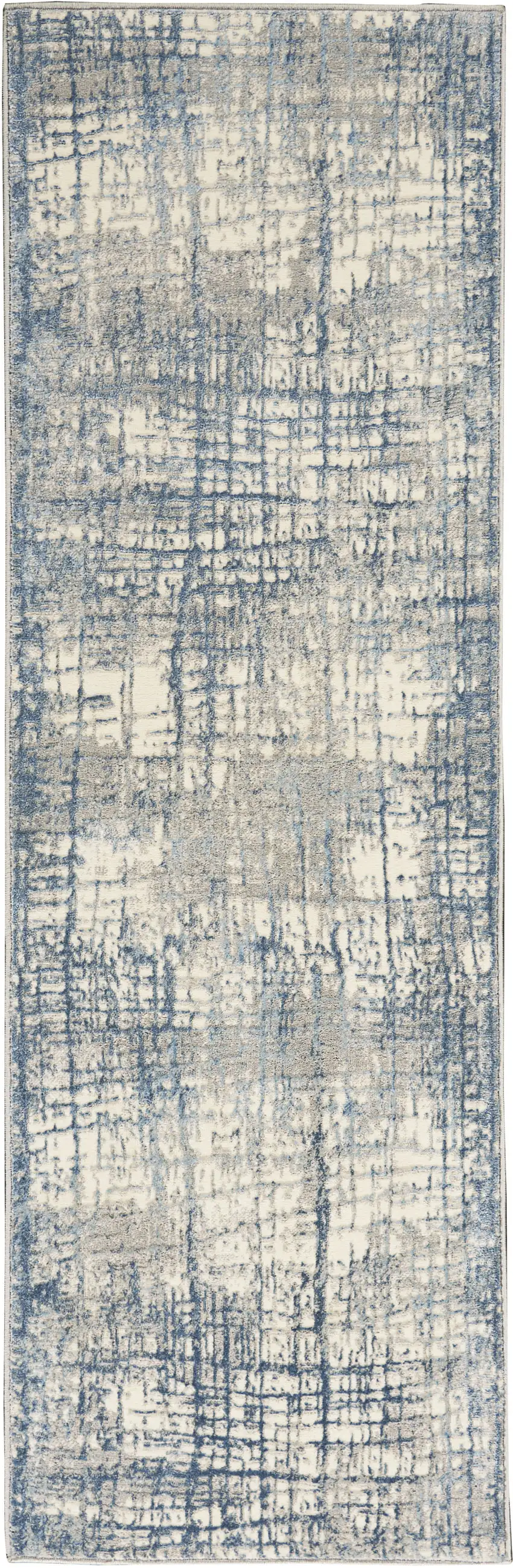 7' Ivory Abstract Runner Rug Photo 2