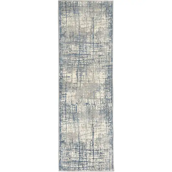 7' Ivory Abstract Runner Rug Photo 2