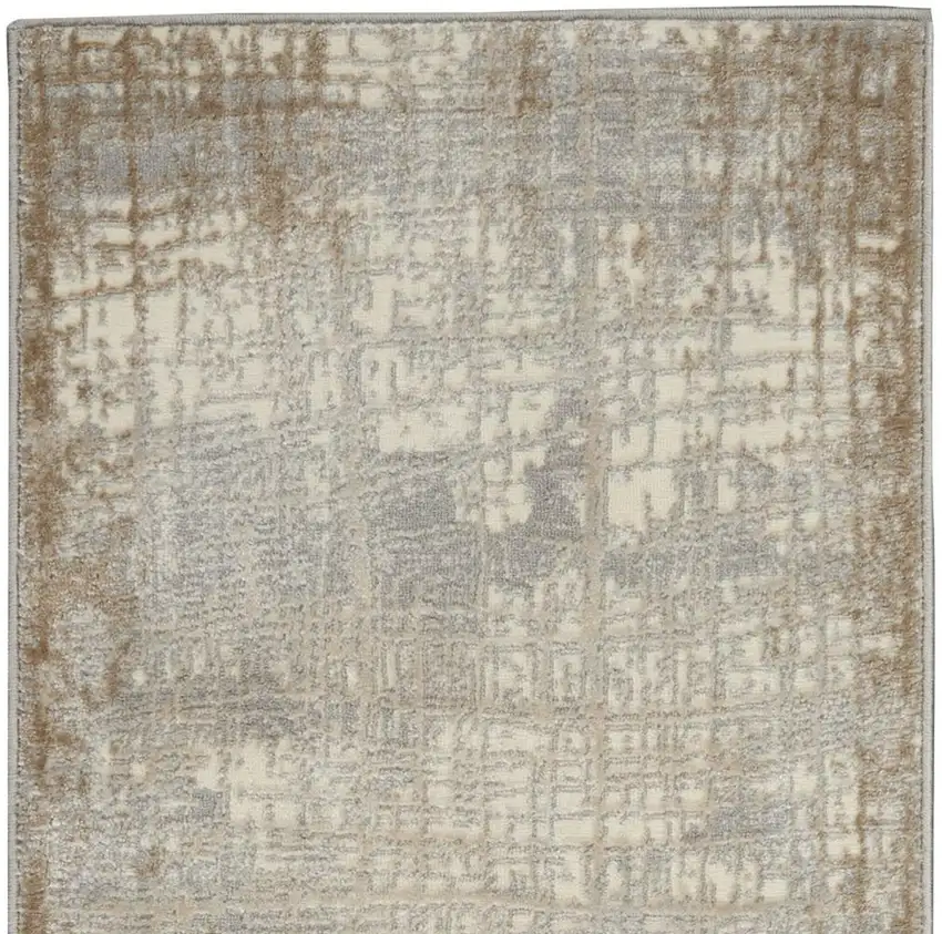 7' Ivory Abstract Runner Rug Photo 4
