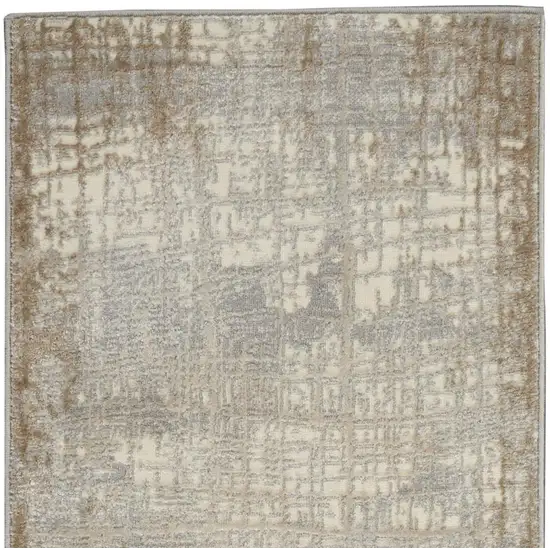 7' Ivory Abstract Runner Rug Photo 4