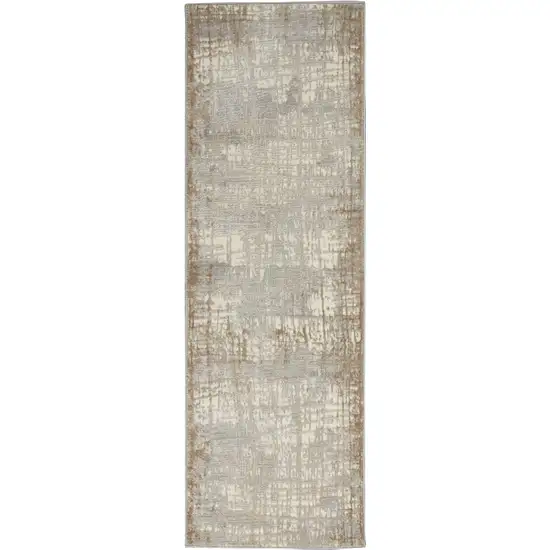 7' Ivory Abstract Runner Rug Photo 2