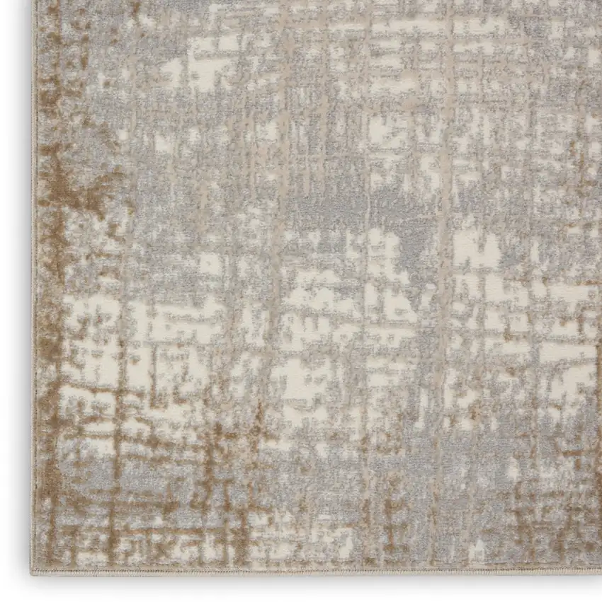 7' Ivory Abstract Runner Rug Photo 9