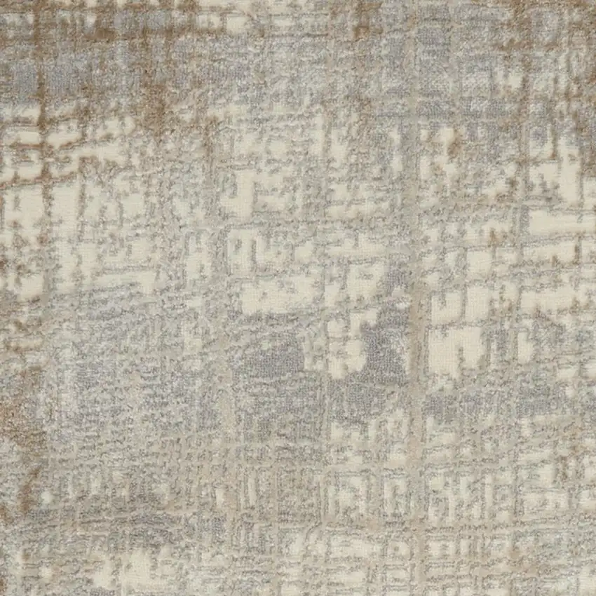 7' Ivory Abstract Runner Rug Photo 3
