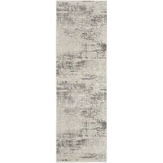 7' Ivory Abstract Runner Rug Photo 4