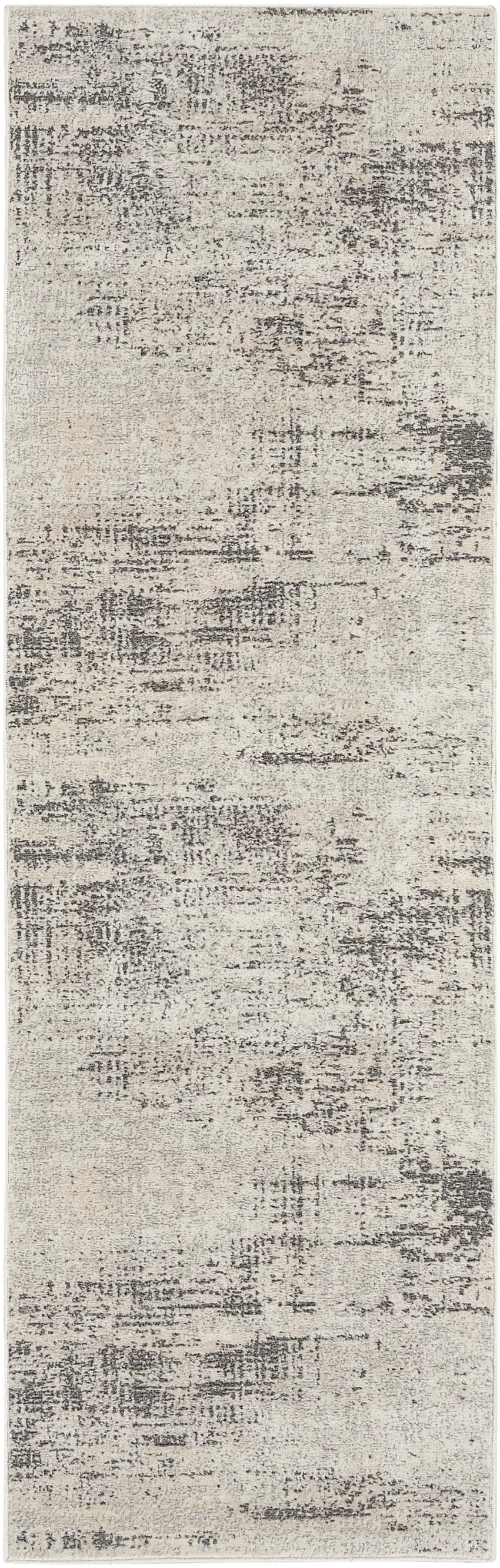 7' Ivory Abstract Runner Rug Photo 4