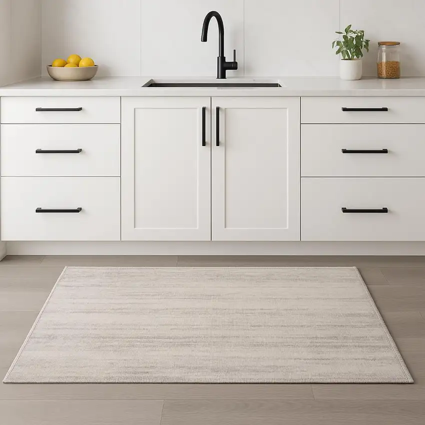 8' Ivory Abstract Runner Rug Photo 1