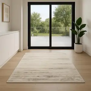 Photo of 6' Ivory Abstract Worn Faded Runner Rug