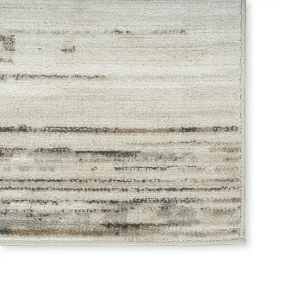 6' Ivory Abstract Worn Faded Runner Rug Photo 6
