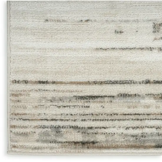 6' Ivory Abstract Worn Faded Runner Rug Photo 9