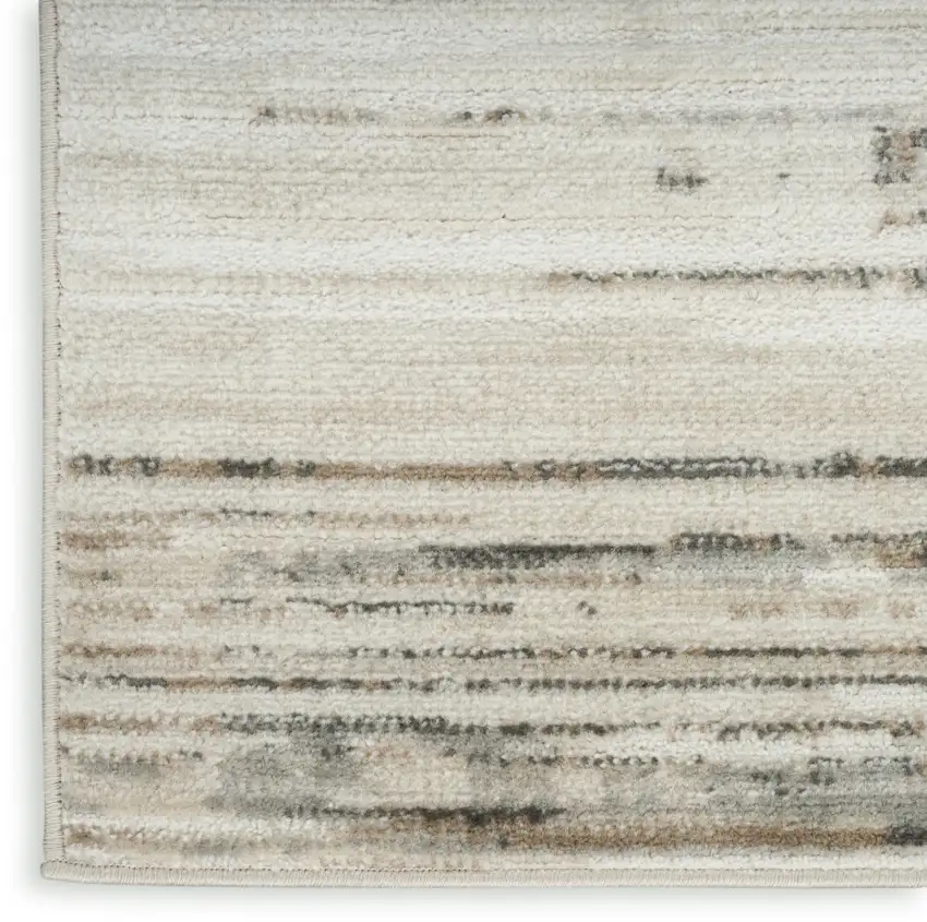 6' Ivory Abstract Worn Faded Runner Rug Photo 9