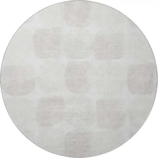 8' Ivory And Beige Abstract Geometric Washable Round Rug With UV Protection Photo 4