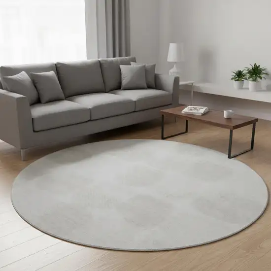 8' Ivory And Beige Abstract Geometric Washable Round Rug With UV Protection Photo 2