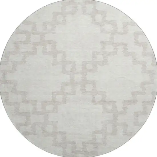 8' Ivory And Beige Abstract Geometric Washable Round Rug With UV Protection Photo 4