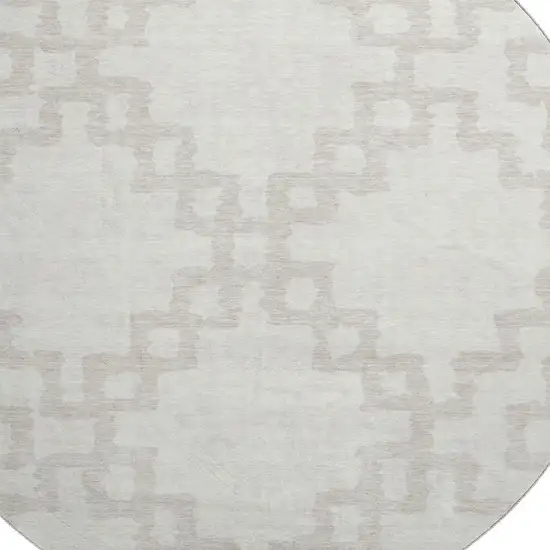 8' Ivory And Beige Abstract Geometric Washable Round Rug With UV Protection Photo 3