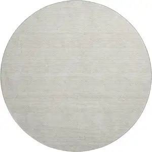 Photo of 8' Ivory And Beige Abstract Geometric Washable Round Rug With UV Protection