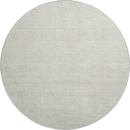 8' Ivory And Beige Abstract Geometric Washable Round Rug With UV Protection Photo 1