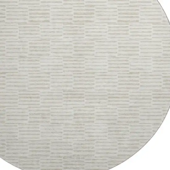8' Ivory And Beige Abstract Geometric Washable Round Rug With UV Protection Photo 3