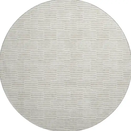 8' Ivory And Beige Abstract Geometric Washable Round Rug With UV Protection Photo 4