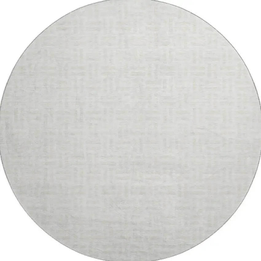 8' Ivory And Beige Abstract Geometric Washable Round Rug With UV Protection Photo 3