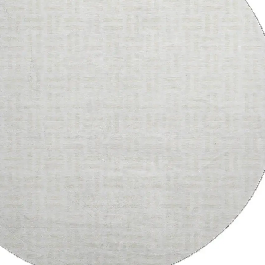 8' Ivory And Beige Abstract Geometric Washable Round Rug With UV Protection Photo 2