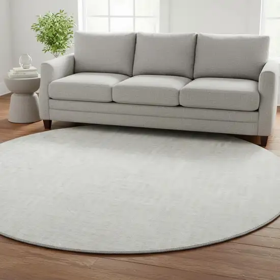 8' Ivory And Beige Abstract Geometric Washable Round Rug With UV Protection Photo 2