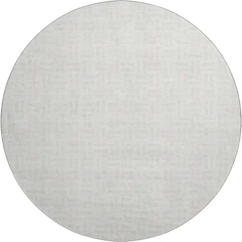 8' Ivory And Beige Abstract Geometric Washable Round Rug With UV Protection Photo 1