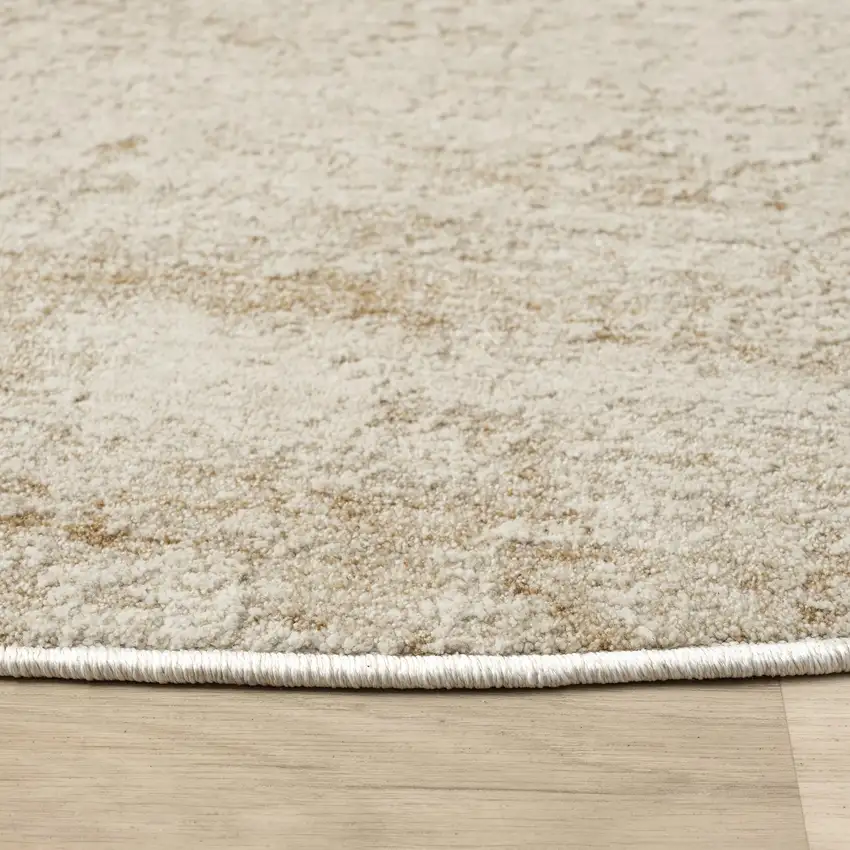 6' Ivory And Beige Abstract Round Rug Photo 3
