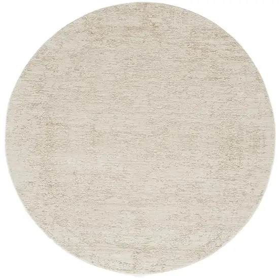6' Ivory And Beige Abstract Round Rug Photo 2