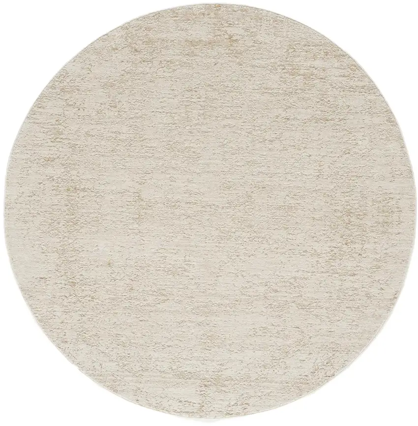 6' Ivory And Beige Abstract Round Rug Photo 2
