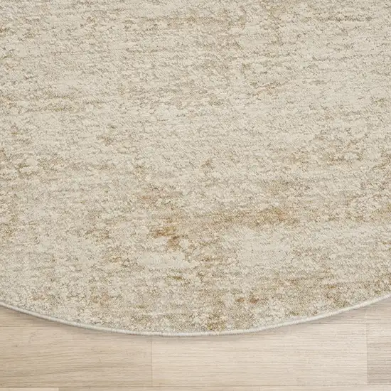 6' Ivory And Beige Abstract Round Rug Photo 4