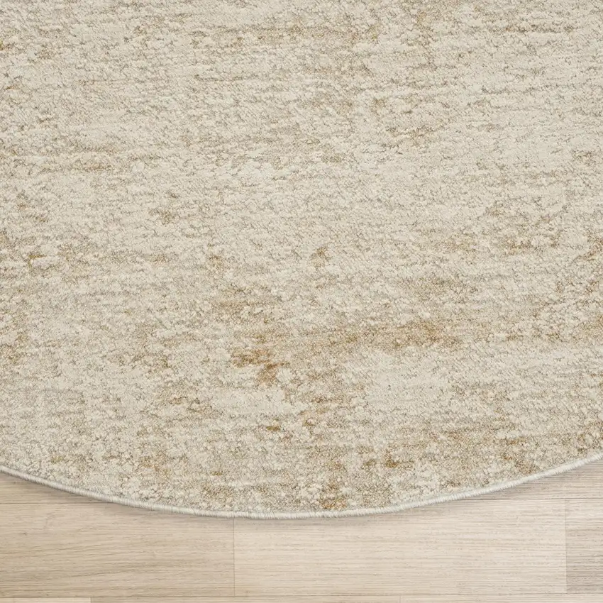 6' Ivory And Beige Abstract Round Rug Photo 4