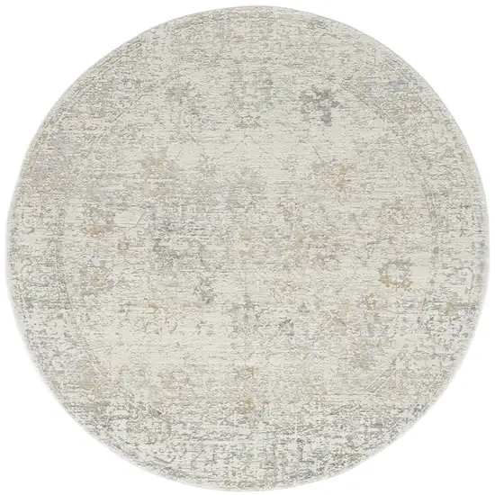 6' Ivory And Beige Abstract Round Rug Photo 2