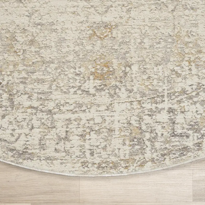 6' Ivory And Beige Abstract Round Rug Photo 5
