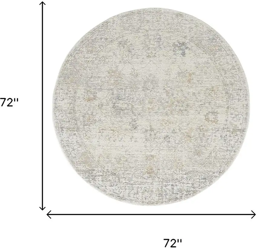 6' Ivory And Beige Abstract Round Rug Photo 8
