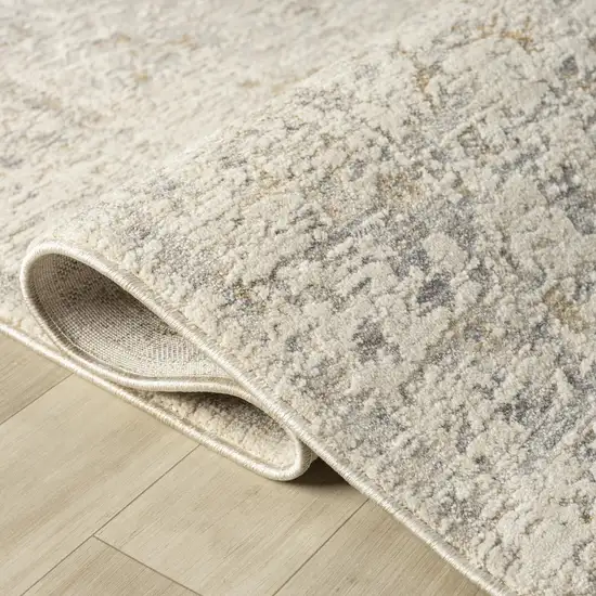 8' Ivory And Beige Abstract Runner Rug Photo 3